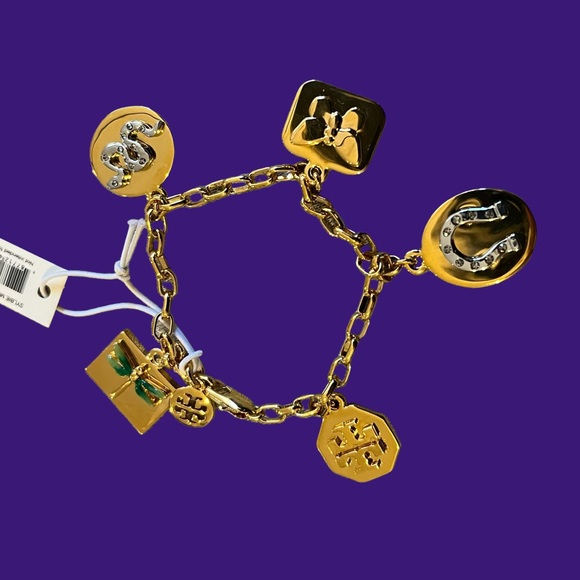 Tory Burch NEW TAGS Sylbie Charm Hummingbird Logo Bracelet Gold Christmas Gift - Picture 4 of 8